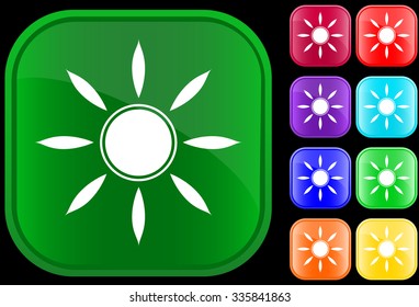 Sun symbol on shiny square buttons