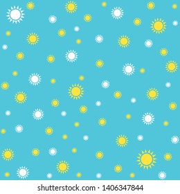 Sun symbol over blue seamless pattern summer vector