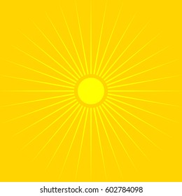 Sun symbol over orange backdrop. Summer background, summer icon