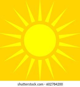 Sun symbol over orange backdrop. Summer background, summer icon