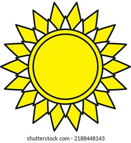 Sun symbol. Picture for the holiday. Sunlight.