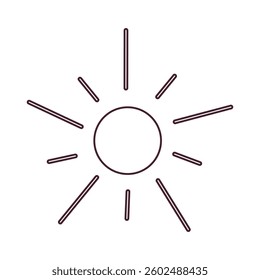 Sun symbol representing sunlight, warmth, and weather conditions. Suitable for forecasts, climate reports, energy themes, and seasonal designs.