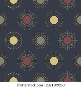 Sun symbol. Seamless pattern astronomical symbol of the planet. Magic sign in horoscope, astronomy, astrology, witchcraft, alchemy. Ethnic, tribal pattern. Vector illustration