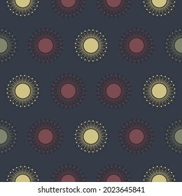 Sun symbol. Seamless pattern astronomical symbol of the planet. Magic sign in horoscope, astronomy, astrology, witchcraft, alchemy. Ethnic, tribal pattern. Vector illustration
