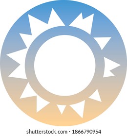 Símbolo solar de un conjunto. Icono de sol blanco, botón de degradado. Uso para banner, tarjeta, afiche, folleto, banner, aplicación, diseño web. Fácil de editar. Ilustración del vector - EPS10