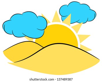 Sun symbol sign in the summer concept illustration