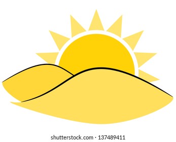 Sun symbol sign in the summer concept illustration