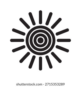 Silueta del símbolo del sol fijada en estilo negro audaz para el uso espiritual y decorativo