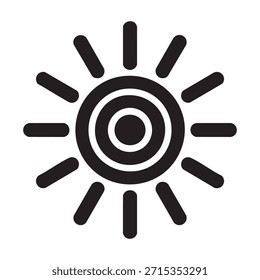 Silueta del símbolo del sol fijada en estilo negro audaz para el uso espiritual y decorativo