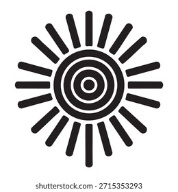 Silueta del símbolo del sol fijada en estilo negro audaz para el uso espiritual y decorativo