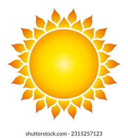 Sun symbol and solar disk with thirty-six flames. Bright, colorful and golden sunflower-like pattern. Sacred Geometry, modeled on a crop circle pattern found near Potterne in Wiltshire. Illustration.