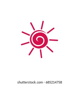 sun symbol spiral shape cartoon design logo vector