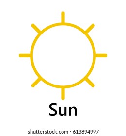 Sun symbol straight join yellow text on the white background