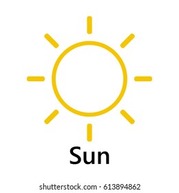 Sun symbol straight yellow text on the white background