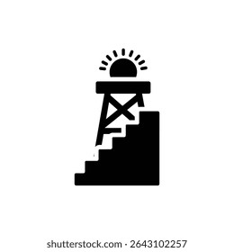 Sun Symbol Tower with Stairs Architectural Monument Design