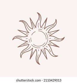 Sun symbol. Trendy geometric emblem. Modern abstract linear composition and graphic design element.