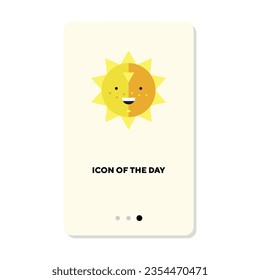 Sun symbol vector icon. Yellow fun sun isolated sign. Sun and hot season concept. Vector illustration symbol elements for web design and apps