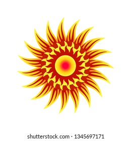 sun symbol vector with tribal art, red and orange colors