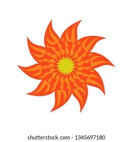 sun symbol vector with tribal art, red and orange colors