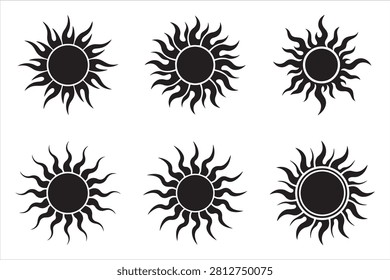 Sun Symbols Celestial Sunshine Solar Radiance Heat and Light Designs Collection
