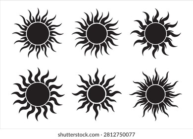Sun Symbols Celestial Sunshine Solar Radiance Heat and Light Designs Collection