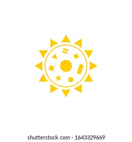 sun with symbols vector on white background