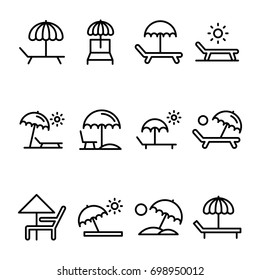 Sun Tanning Line Vector Icons Set