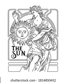 diseño de impresión de la ilustración de la tarjeta sun tarot