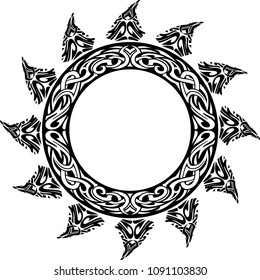 Sun Tattoo Ink, Line Art Illustration
