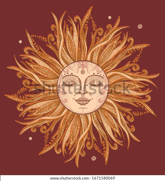 Sun Tattoo Sketch Hand Drawn Vector Stock Vector (Royalty Free ...