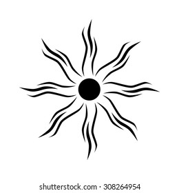 sun tattoo tribal vector design sketch. Simple star art  logo black ornament. Designer isolated abstract element for arm, leg, shoulder men and women on white background.