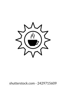 sun with tea icon, vector best flat icon.