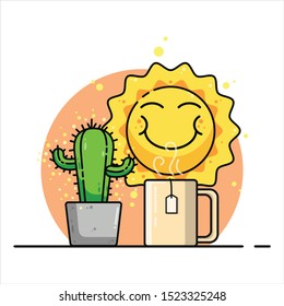 the sun and tea in start day for cactus