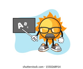 Sun teacher cartoon. Mascot Character vector.