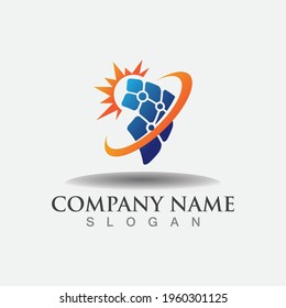 Sun tech solar energy logo design. solar tech, Idea logo design template