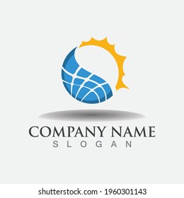 Diseño del logotipo de energía solar con tecnología solar. tecnología solar, plantilla de diseño del logotipo de Idea