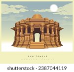 Sun Temple Modhera, Gujarat - Stock Illustration as EPS 10 File