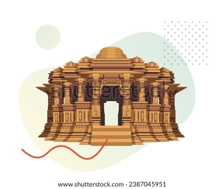Sun Temple Modhera, Gujarat - Stock Illustration as EPS 10 File