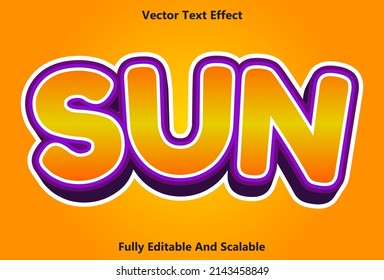 Sun Text Effect With Orange 3d Style Editable.