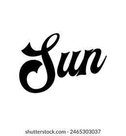 sun text on white background.