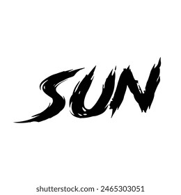 sun text on white background.