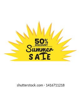 Sun with text. Summer sale label - Vector