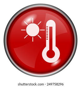 Sun and thermometer icon. Internet button on white background. 