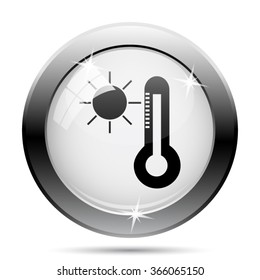 Sun and thermometer icon. Internet button on white background. EPS10 vector.

