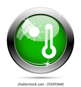 Sun and thermometer icon. Internet button on white background. EPS10 vector.