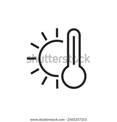 sun thermometer icon outline stroke editable eps