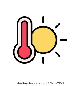 Sun, thermometer icon. Simple color with outline vector elements of forecast icons for ui and ux, website or mobile application