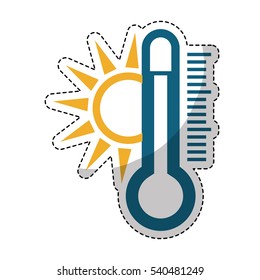 sun and thermometer weather related icon image vector illustration design 