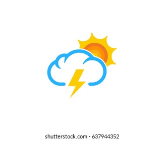 Sun Thunder Weather Season Icon Logo Design Element