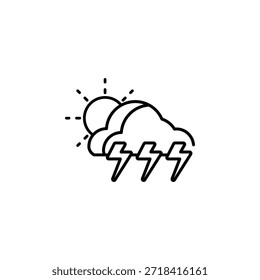 Icono de Vector de sol y tormenta. Estilo de línea de iconos de Clima. Uso perfecto para logotipo, presentación, Sitio web y más. Estilo de diseño de contorno de iconos moderno
